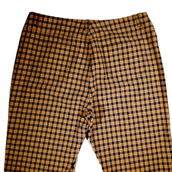LIZ CLAIBORNE Pants sz 12P Tan/Navy Plaid Coastal Preppy 5 pocket style EUC - Picture 8 of 10